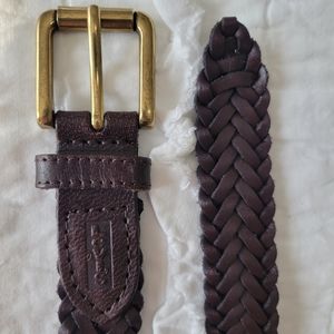 Levi's Genuine Leather Brown Braided Belt XS 19"-21" NWOT Brass Buckle